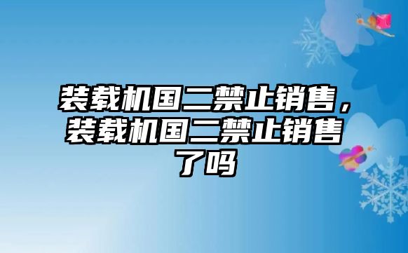 裝載機國二禁止銷售，裝載機國二禁止銷售了嗎