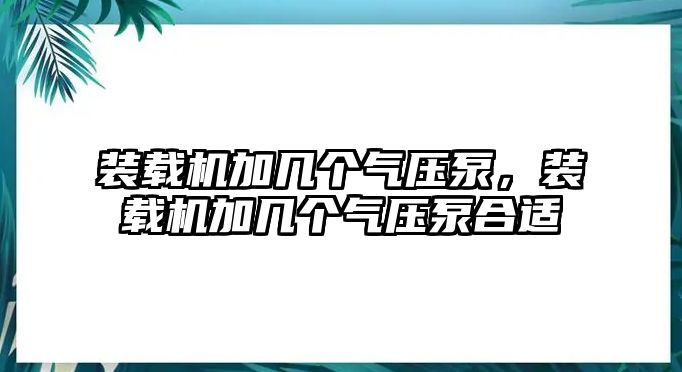 裝載機(jī)加幾個氣壓泵，裝載機(jī)加幾個氣壓泵合適