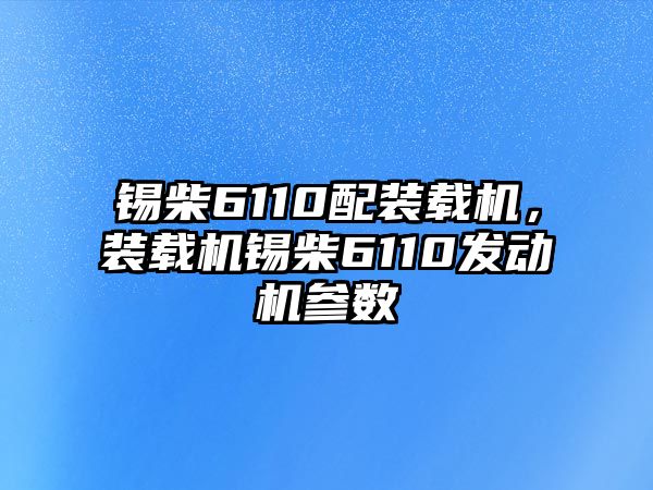 錫柴6110配裝載機(jī)，裝載機(jī)錫柴6110發(fā)動(dòng)機(jī)參數(shù)