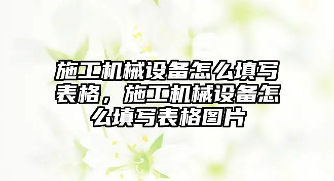 施工機械設(shè)備怎么填寫表格，施工機械設(shè)備怎么填寫表格圖片