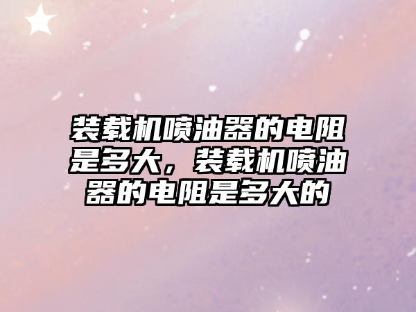 裝載機(jī)噴油器的電阻是多大，裝載機(jī)噴油器的電阻是多大的