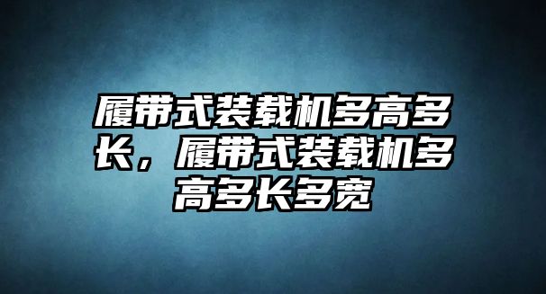 履帶式裝載機多高多長，履帶式裝載機多高多長多寬