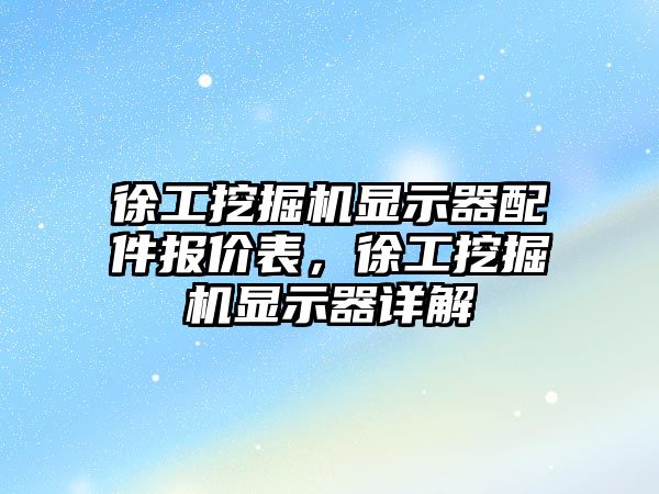 徐工挖掘機顯示器配件報價表，徐工挖掘機顯示器詳解