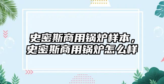 史密斯商用鍋爐樣本，史密斯商用鍋爐怎么樣