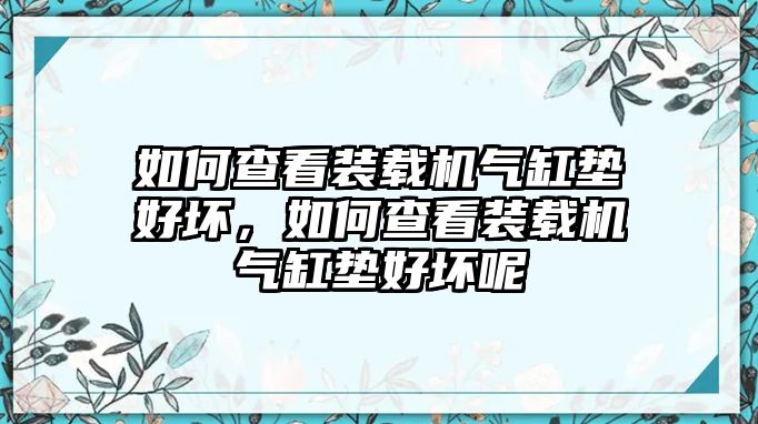 如何查看裝載機(jī)氣缸墊好壞，如何查看裝載機(jī)氣缸墊好壞呢