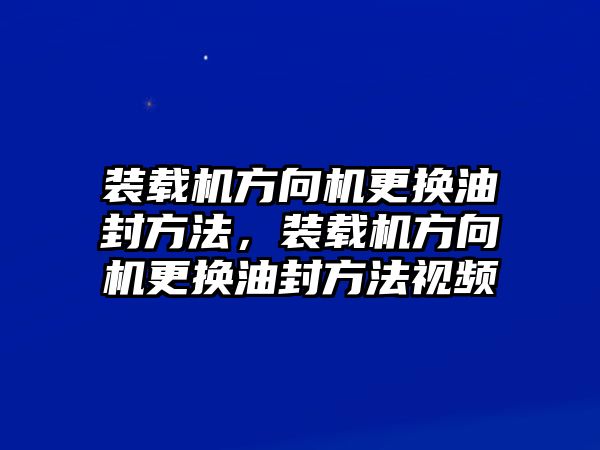 裝載機(jī)方向機(jī)更換油封方法，裝載機(jī)方向機(jī)更換油封方法視頻