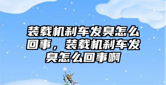 裝載機剎車發(fā)臭怎么回事，裝載機剎車發(fā)臭怎么回事啊