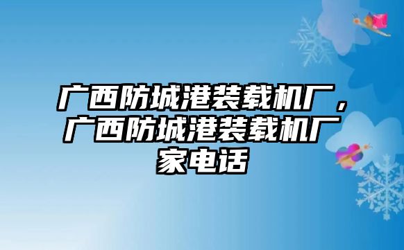 廣西防城港裝載機(jī)廠，廣西防城港裝載機(jī)廠家電話