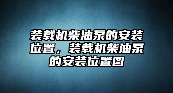 裝載機柴油泵的安裝位置，裝載機柴油泵的安裝位置圖