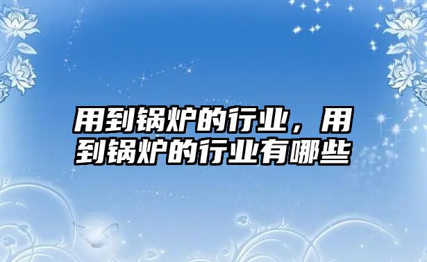 用到鍋爐的行業(yè)，用到鍋爐的行業(yè)有哪些