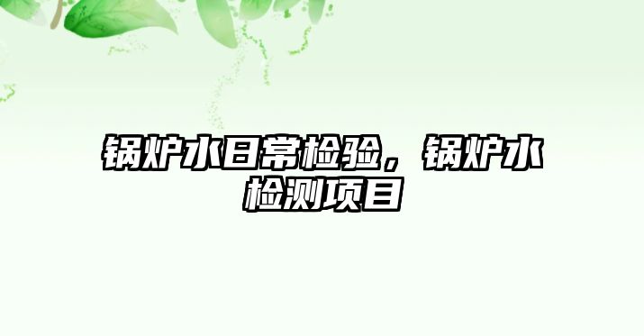 鍋爐水日常檢驗(yàn)，鍋爐水檢測(cè)項(xiàng)目