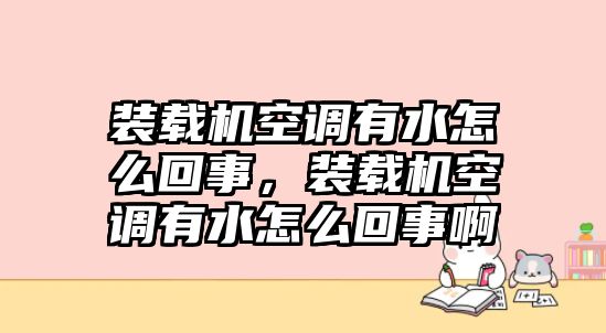 裝載機空調(diào)有水怎么回事，裝載機空調(diào)有水怎么回事啊