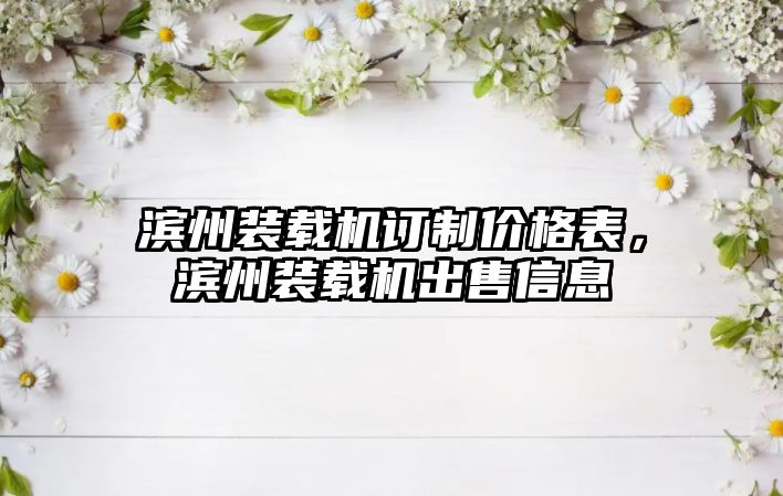 濱州裝載機訂制價格表，濱州裝載機出售信息