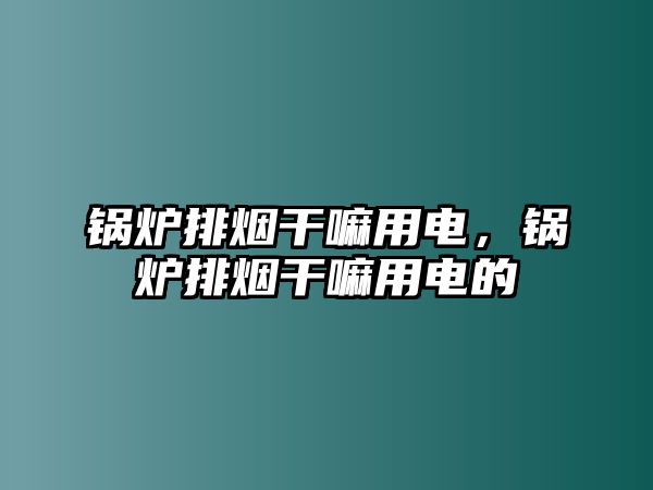 鍋爐排煙干嘛用電，鍋爐排煙干嘛用電的