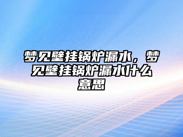 夢見壁掛鍋爐漏水，夢見壁掛鍋爐漏水什么意思