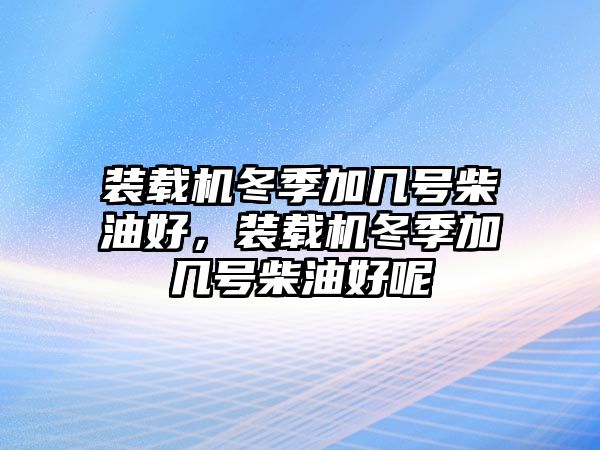 裝載機(jī)冬季加幾號柴油好，裝載機(jī)冬季加幾號柴油好呢