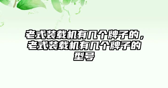 老式裝載機有幾個牌子的，老式裝載機有幾個牌子的型號